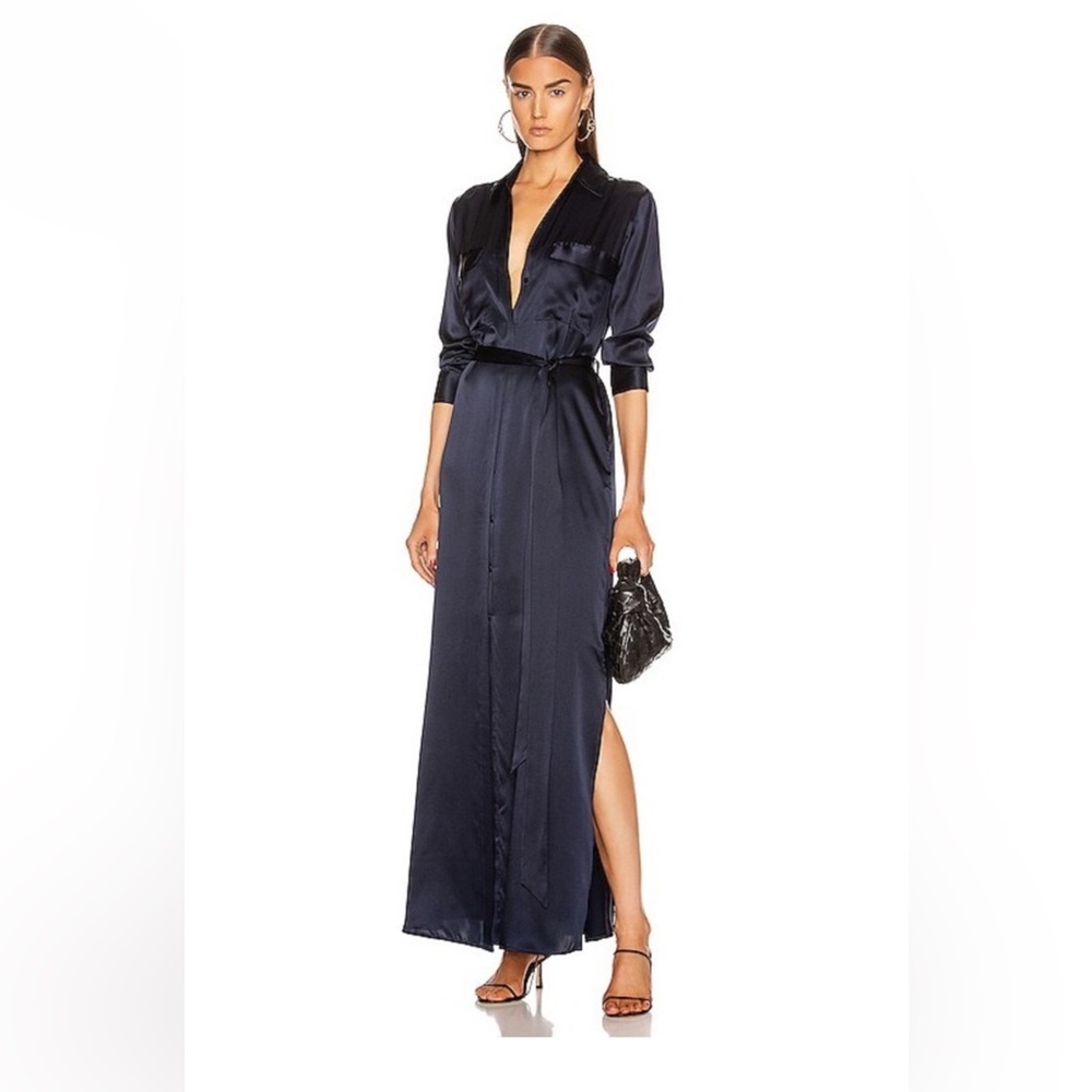 L'AGENCE Navy Satin Dress